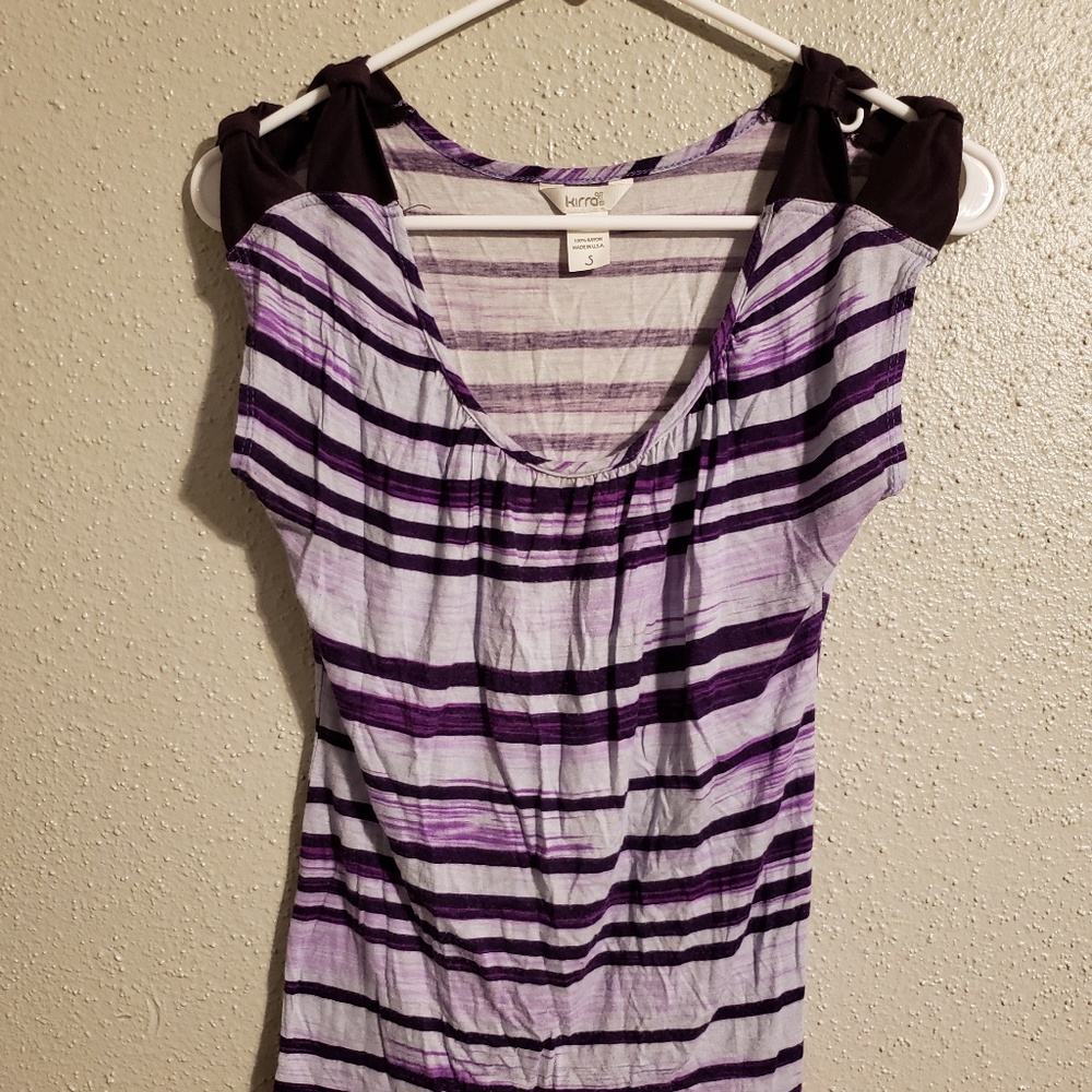 Purple tank top with bow detailed shoulders